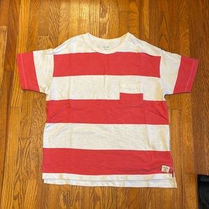 1990s Canada Cottage inspired Red + White striped Roots T